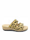 Leder Flache Damen Sandalen Braun 52-Leopard-Vachetta
