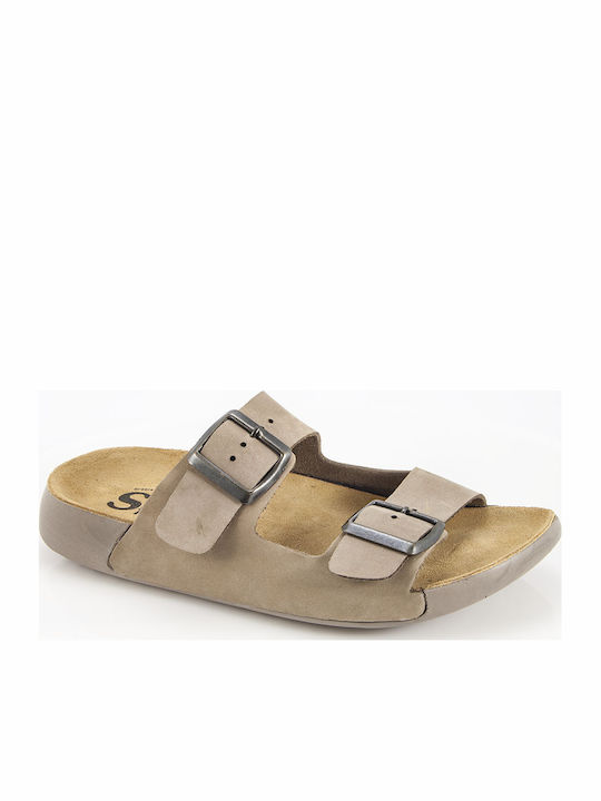 Safe Step Leder Flache Damen Sandalen Braun