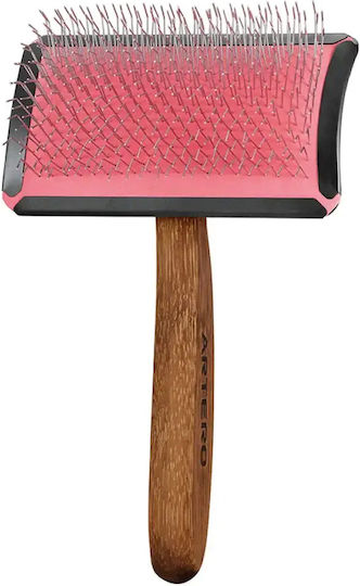 Artero Doppelseitige Hundebürste Mittel / Groß für langhaarige Hunde für Fellpflege Rosa