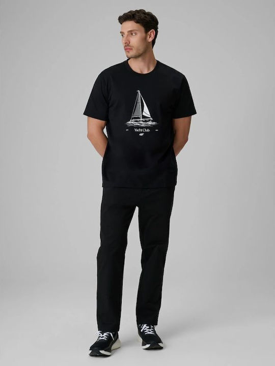 4F Black Elastic Overalls in Regular Fit