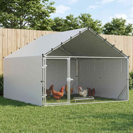 vidaXL Poultry Coop Galvanized Steel L2 x W2 x H1.5m