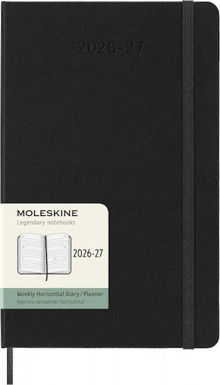 Moleskine Classic Planner 2026 2027 Weekly Horizontal 18 Month Black Large 13x21 Hard Cover 8056999279929