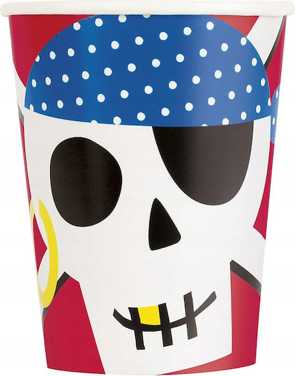 Paper Cups Pirates Skull Ahoy Birthday Party 266ml 8pcs