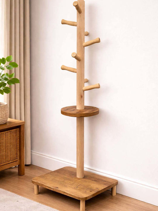 SteweHome Καλόγερος Ξύλινος Καφέ 131cm