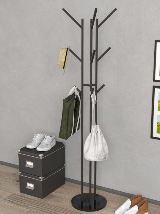 SteweHome Metallic Black Freestanding Coat Rack 160cm