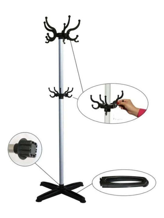 SteweHome Metallic Black Coat Rack 170cm