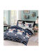 To megalo pazari Set Kinderbettbezug Einzel mit Kissenbezug Baumwollblau 160x240cm