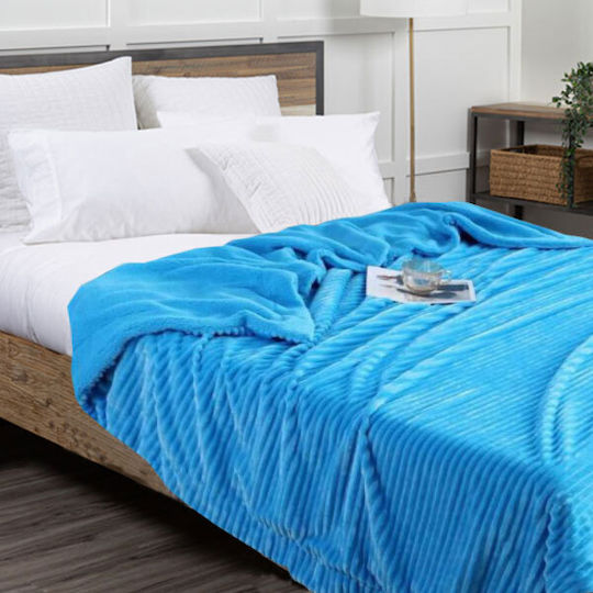 Το μεγάλο παζάρι Κουβέρτα Sherpa Υπέρδιπλη 220x240εκ. Γαλάζιο