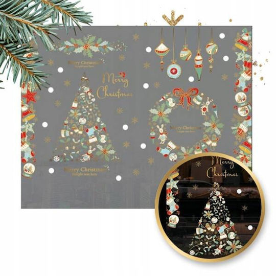 Ecarla Colorful Christmas Window Stickers 2 Sheets 90x30cm Nkd22