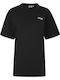 Kleine Logo Damen Bluse Kurzärmelig Schwarz