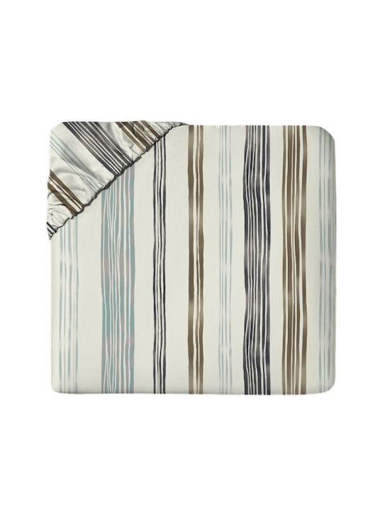 To megalo pazari Il-line Bed Sheet King Size With Rubber Hugger 180x200+30cm Striped