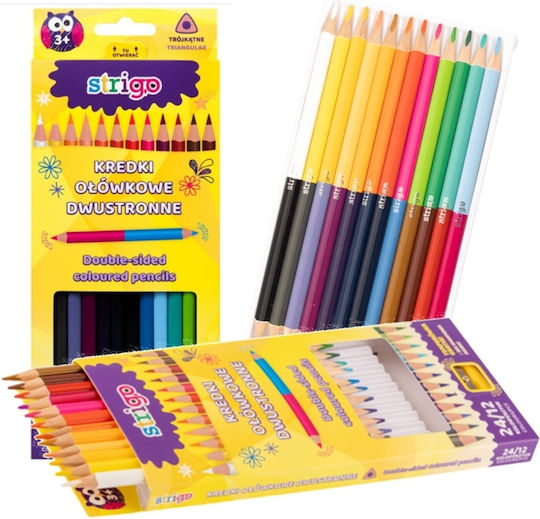 Double-sided Pencils 12 Pcs 24 Colors + Strigo Ssc116 Sharpener