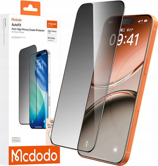 Mcdodo Datenschutz Gehärtetes Glas Auto-fit Displayschutzfolie für iPhone 17 Pro Max