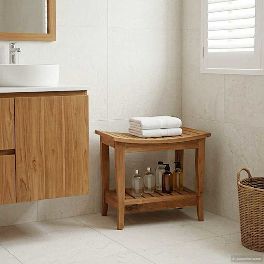 vidaXL Raft De Baie Din Lemn 50x35x45cm Maro