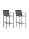 Gartenhocker Bar Außeneinsatz Rattan Grau 2 Stück 46x46x111cm