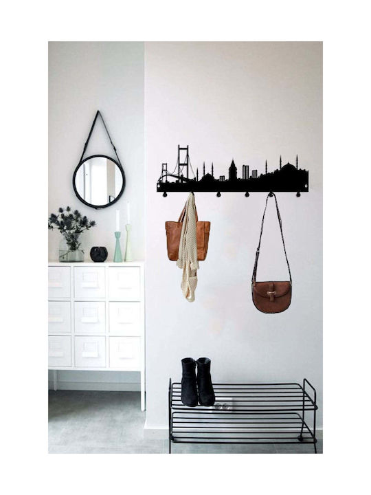 SteweHome Metal Wall Hanger 6 Hooks White 50x18x18cm