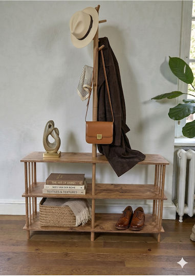 SteweHome Wooden Brown Coat Rack 194cm
