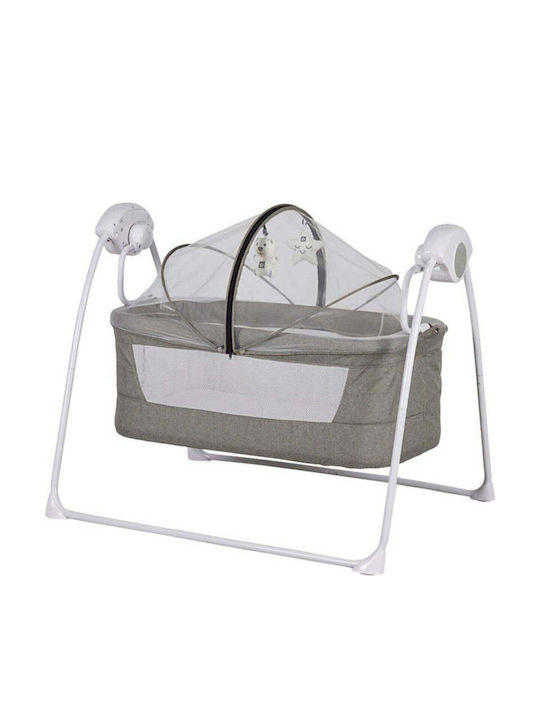 SteweHome Babywiege mit Matratze und Rädern Grau