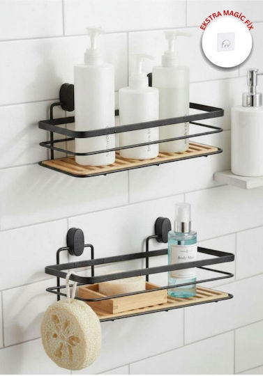 SteweHome Wall Mounted Bathroom Shelf Metallic Black