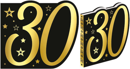 Guest Book Black Gold Number 30 Birthday