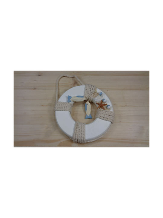 Palma Emporio Hanging Wall Decor White Wooden 16x3.5x16cm
