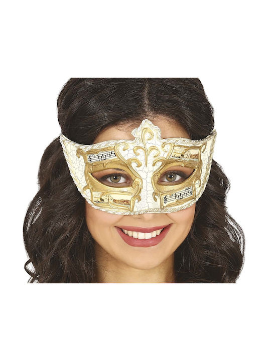 Mască Venețiană Aurie de Carnaval cu Note Muzicale
