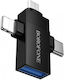 Hoco 5754015515600 Μετατροπέας Lightning / USB-C / micro USB male σε USB-A female