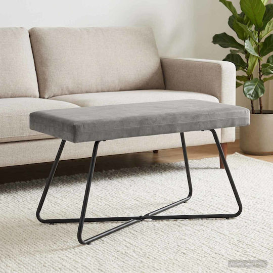 Bench Stool Upholstered with Velvet Light Grey 80x40x45cm