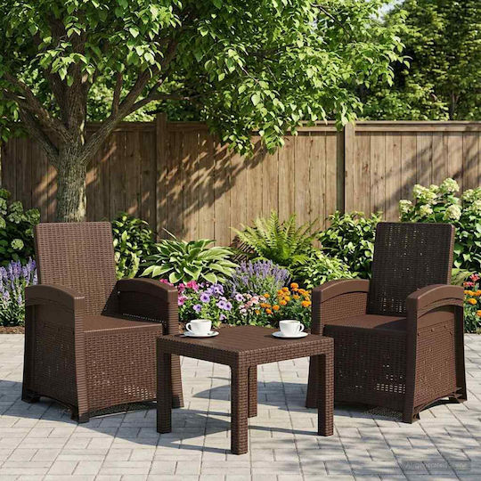 Πολυθρόνα Εξωτερικού Χώρου Rattan Καφέ 2τμχ 56x63x92εκ.