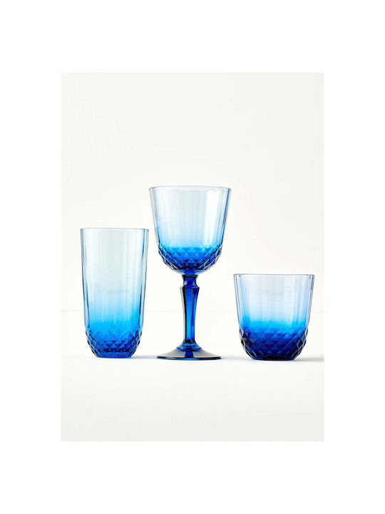 SteweHome Set of Glasses for White and Red Wine Made of Glass in Blue Colour 18 Pieces