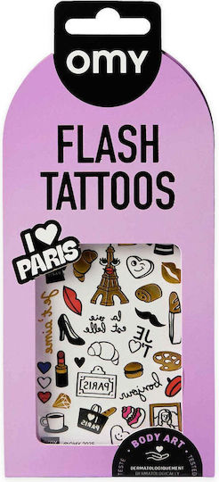 Omy Körper-Aufkleber Flash Tattoos I Love Paris