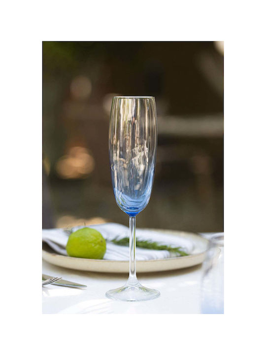 SteweHome Set Of Champagne Glasses Made Of Glass In Blue Colour Goblets 4 Pieces