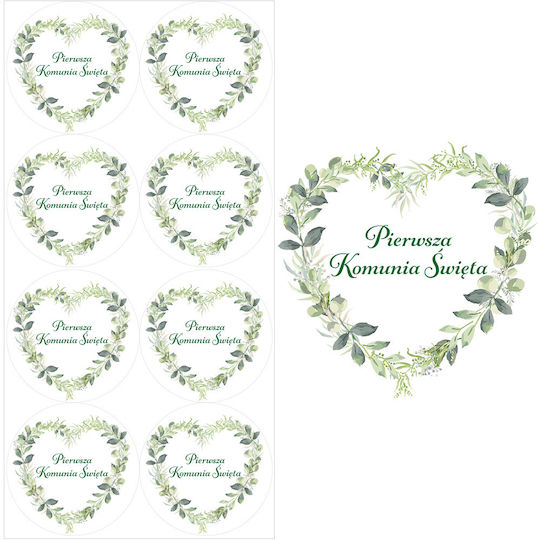 Kommunion Herz Aufkleber 8 Stück 45 Mm 1 Set