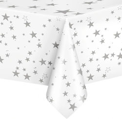 Tablecloth Silver Stars 137x274cm