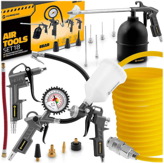 18-piece Pneumatic Tool Set Compressor Humberbg Hm-256