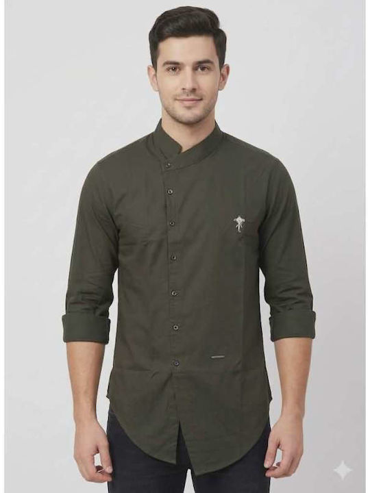 Stefan Fashion Μακρυμάνικo Πουκάμισο Ριγέ Khaki