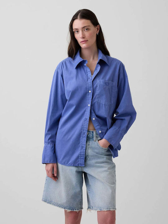 GAP Long Sleeve Women's Shirt Mosaic Blue