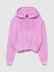 Long Women's Sweatshirt Cardigan with Hood Neon Pink Glow