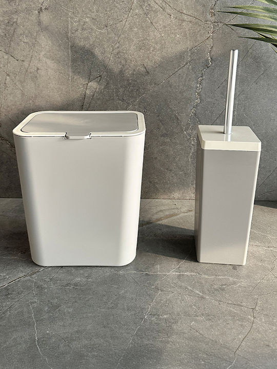 SteweHome Plastic Bathroom Brush and Trash Can Set 6l Beige