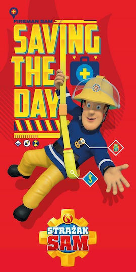 Kinder-Strandtuch 70x140 Fireman Sam 8118 Fireman Sam Rotes Baumwoll-Kinder-Peçete