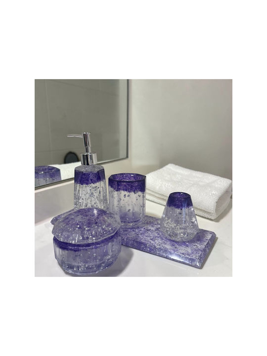 SteweHome Set Accesorii Baie Rășină Violet SteweHome Set Accesorii Baie Rășină Violet
