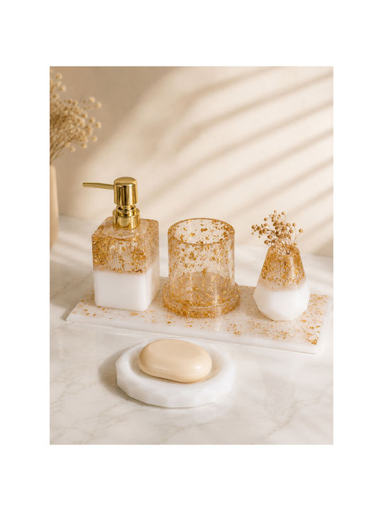 SteweHome Set Accesorii Baie Rășină Aurie SteweHome Set Accesorii Baie Rășină Aurie