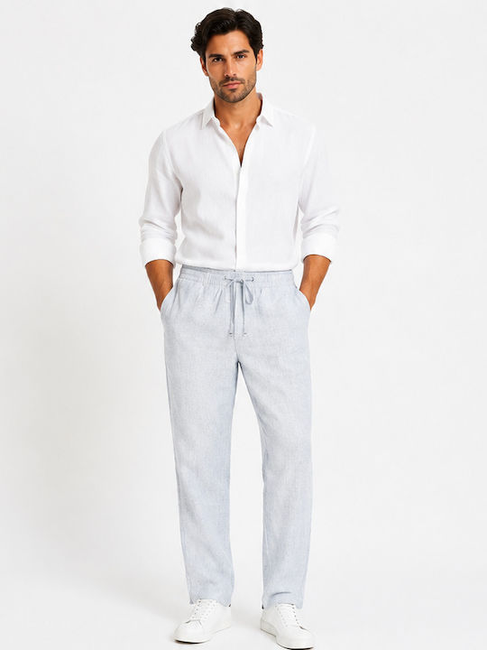 Pantaloni În Linie Dreaptă Albastru Deschis