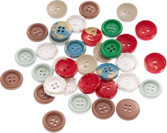 Holzhandwerksdekoration Buttons Mischung 2cm 35 Stück