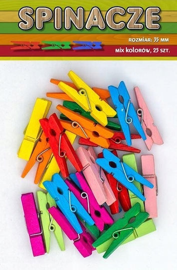Wooden Clothespins Colorful 25pcs 3.5cm