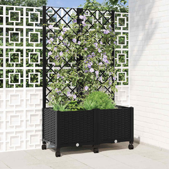 vidaXL Ζαρντινιέρα Πλαστική Μαύρο 80x40x146εκ.