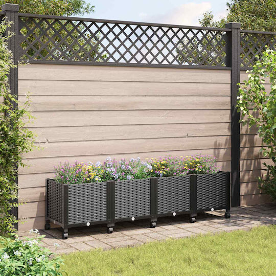 vidaXL Пластмасова Кутия За Саксии Черна 160x40x44см