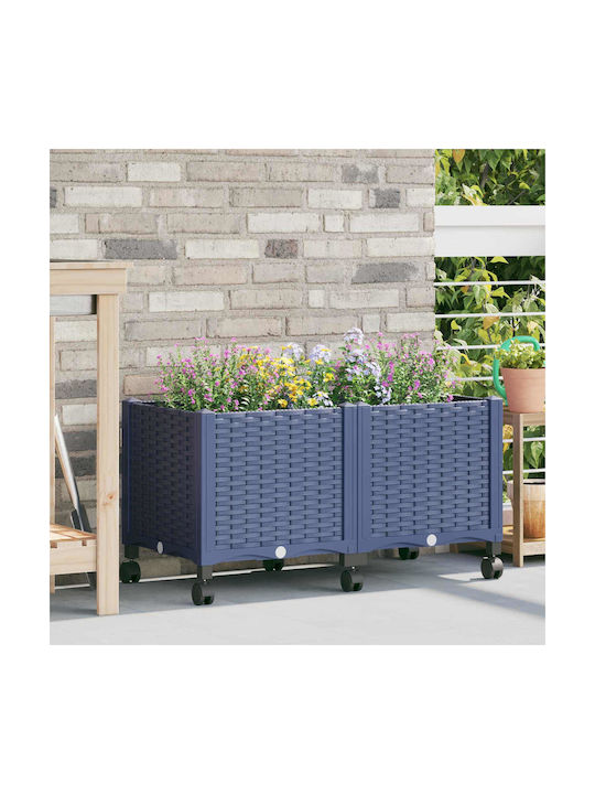 vidaXL Ζαρντινιέρα Πλαστική Μπλε Γκρι 80x40x48εκ.