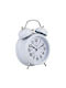 Avizar Analog Table Clock Bedroom Double Bell Elegant White