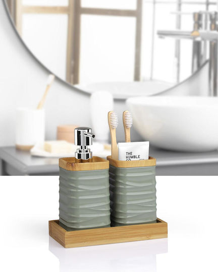 SteweHome Set Accesorii Baie Bambus Verde